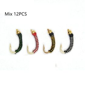 Colored Midge Nymph Copper Head Sinking Water (Option: Mix 12PCS)